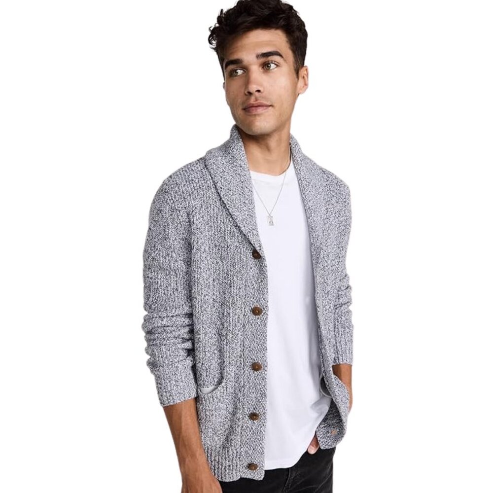 Faherty Men's Marled Cotton Cashmere Blend Cardigan Vintage Preppy - Small